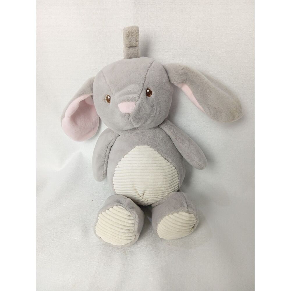 Kellytoy Gray Bunny Rabbit Plush 10" Pink Ears Cream Belly Stuffed Animal
